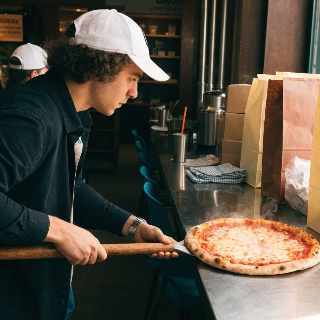 Fresh pizza being served at the Fireaway Pizza Croydon counter